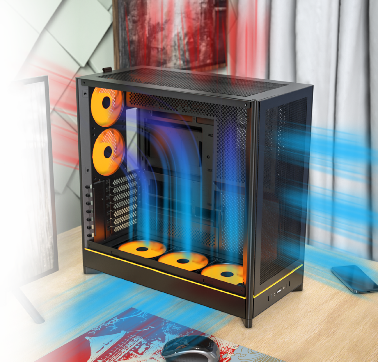 MONTECH HS01 PRO, ATX Mid-Tower PC Case, Gaming PC, High-Airflow